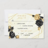 Auswahl an Blume in Schwarz und Gold RSVP Karte (Vorderseite)