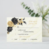 Auswahl an Blume in Schwarz und Gold RSVP Karte (Stehend Vorderseite)