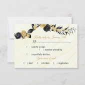 Auswahl an Blume in Schwarz und Gold RSVP Karte (Vorderseite)
