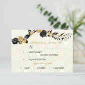 Auswahl an Blume in Schwarz und Gold RSVP Karte (Stehend Vorderseite)