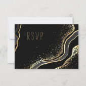 Auswahl an Blume in Schwarz und Gold RSVP Karte (Rückseite)