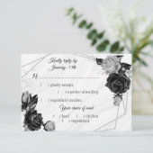 Auswahl an Blume in Schwarz und Silber RSVP Karte (Stehend Vorderseite)