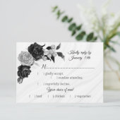 Auswahl an Blume in Schwarz und Silber RSVP Karte (Stehend Vorderseite)