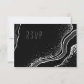 Auswahl an Blume in Schwarz und Silber RSVP Karte (Rückseite)