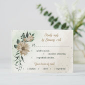 Auswahl an Blume mit Champagner RSVP Karte (Stehend Vorderseite)