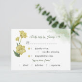 Auswahl an gelb-grünen Blätter RSVP Karte (Stehend Vorderseite)