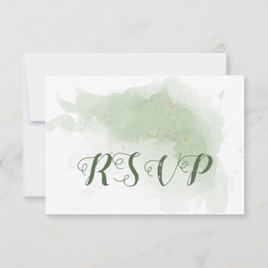 Auswahl an gelb-grünen Blätter RSVP Karte (Rückseite)