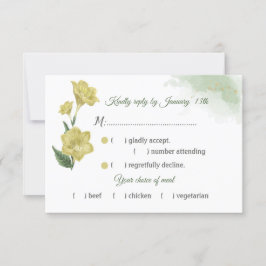 Auswahl an gelb-grünen Blätter RSVP Karte