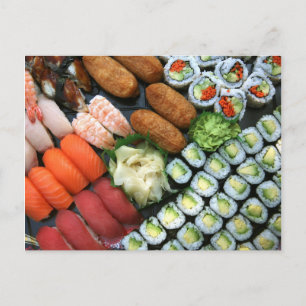 Auswahl an japanischen Sushi-Favoriten Postkarte
