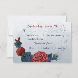 Auswahl an marineblauen und roten Blume RSVP Karte