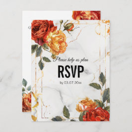 Auswahl an Speisen Marmorträume: Orange Rose Elega RSVP Karte