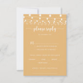 Auswahl an String Lights Yellow Wedding Menu UAWG RSVP Karte (Vorderseite)