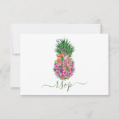 Auswahl an tropischen Ananas-Hochzeitsmenüs RSVP Karte (Vorderseite)