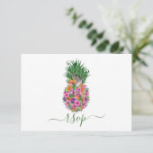 Auswahl an tropischen Ananas-Hochzeitsmenüs RSVP Karte (Stehend Vorderseite)