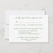 Auswahl an tropischen Ananas-Hochzeitsmenüs RSVP Karte (Rückseite)