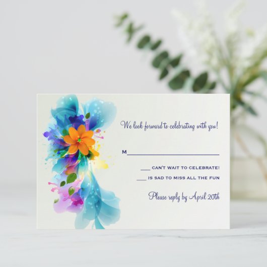 Auswahl der farbigen Antwortkarte RSVP Karte (Stehend Vorderseite)