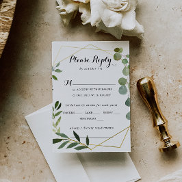 Auswahl der geometrischen Gold Tropical Wedding Me RSVP Karte