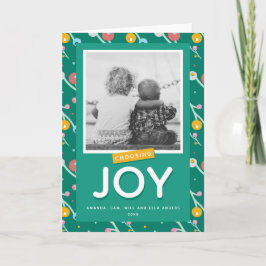 Auswahl der Joy Holiday Berries Custom Foto Card Feiertagskarte