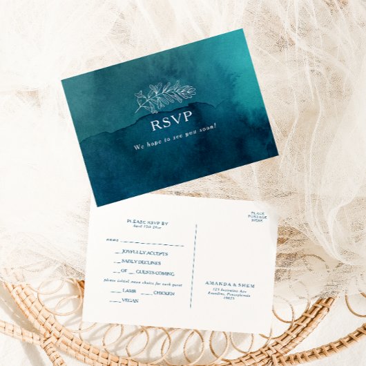 Auswahl der RSVP-Karte des Moody Ocean Watercolor Postkarte