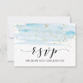 Auswahl der RSVP-Karte für Aquarellblau und Gold RSVP Karte