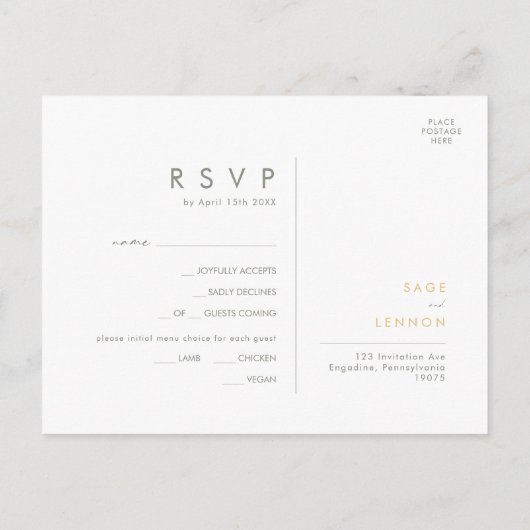 Auswahl der RSVP-Karte im Menü "Whimsical Wildblum Postkarte (Rückseite)