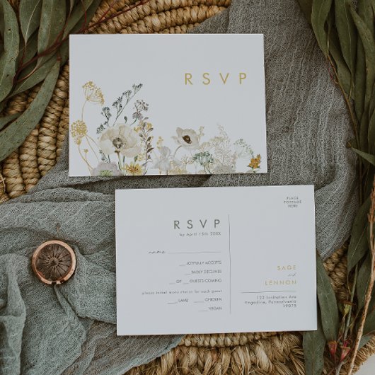 Auswahl der RSVP-Karte im Menü "Whimsical Wildblum Postkarte