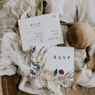 Auswahl der RSVP-Karte mit weißem Blumenmenü Postkarte