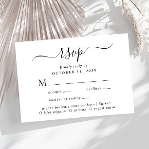 Auswahl des Chic-Skriptmenüs für die Hochzeit des RSVP Karte
