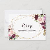 Auswahl des geometrischen grünen Burgundermenüs RSVP Karte (Vorderseite)