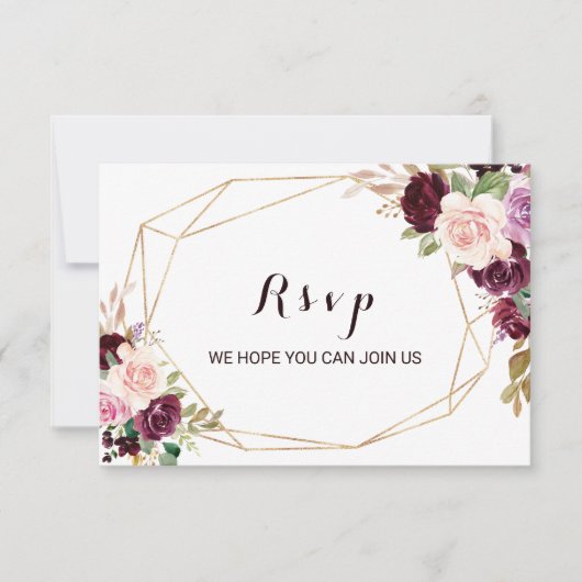 Auswahl des geometrischen grünen Burgundermenüs RSVP Karte (Vorderseite)