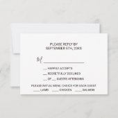 Auswahl des geometrischen grünen Burgundermenüs RSVP Karte (Rückseite)