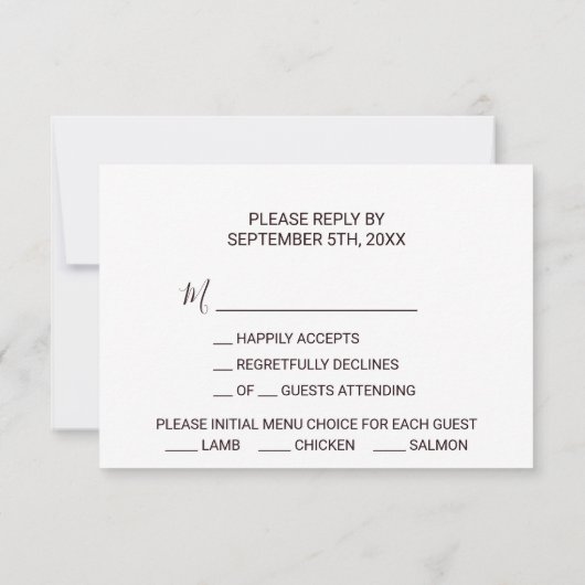 Auswahl des geometrischen grünen Burgundermenüs RSVP Karte (Rückseite)