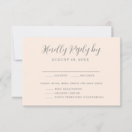 Auswahl des rosa Blush-Menüs für die Hochzeitsrada RSVP Karte