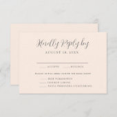 Auswahl des rosa Blush-Menüs für die Hochzeitsrada RSVP Karte (Vorne/Hinten)