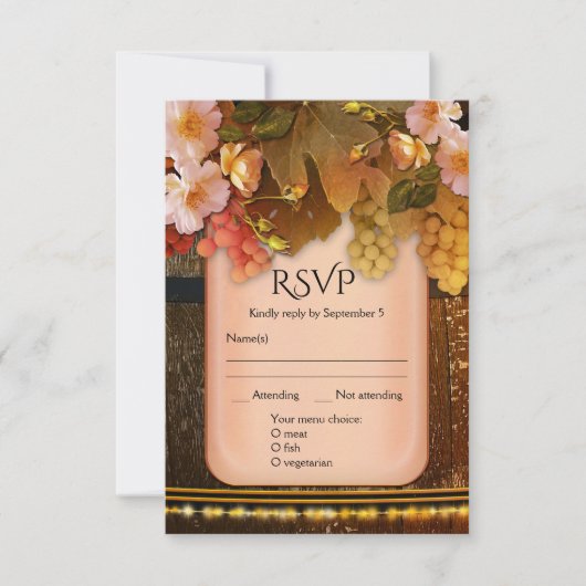 Auswahl des Wine Themed Menu Wedding RSVP Card Einladung (Vorderseite)