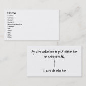 Auswahl-Ehefrau oder Chiropraktik Visitenkarte (Vorne/Hinten)