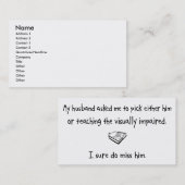 Auswahl-Ehemann oder Unterrichten der Person mit Visitenkarte (Vorne/Hinten)