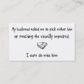 Auswahl-Ehemann oder Unterrichten der Person mit Visitenkarte (Rückseite)