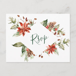 AUSWAHL: Elegante Red Poinsettia Wedding RSVP Postkarte