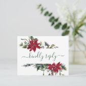 AUSWAHL: Elegante Red Poinsettia Wedding RSVP Postkarte (Stehend Vorderseite)