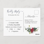 AUSWAHL: Elegante Red Poinsettia Wedding RSVP Postkarte (Rückseite)