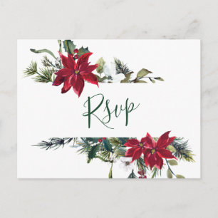 AUSWAHL: Elegante Red Poinsettia Wedding RSVP Postkarte