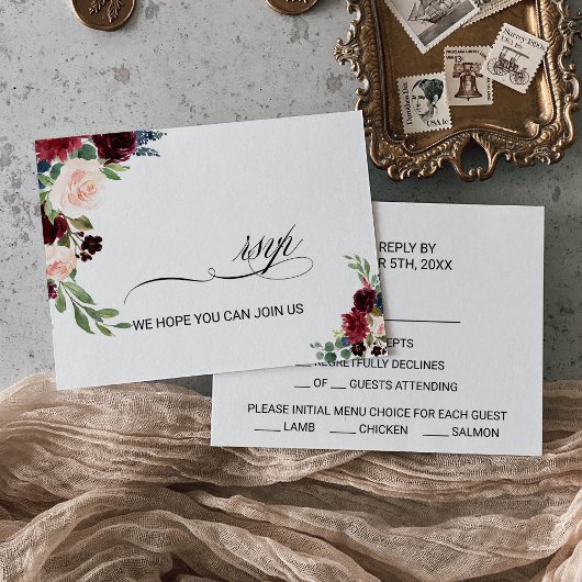 Auswahl im Herbst Rustikal Dazzling Burgund RSVP Karte