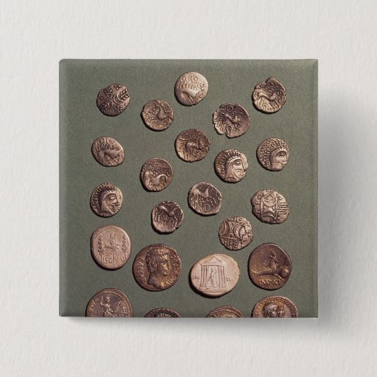 Auswahl keltisch und römische Münzen gefunden Button (Vorderseite)