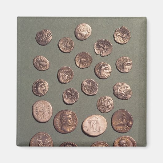 Auswahl keltischer und römischer Münzen gefunden Magnet (Vorne)