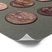 Auswahl keltischer und römischer Münzen gefunden Poster (Ecke)