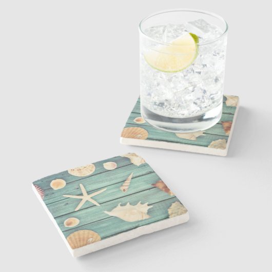 Auswahl von Seashells Steinuntersetzer (Seitenansicht)