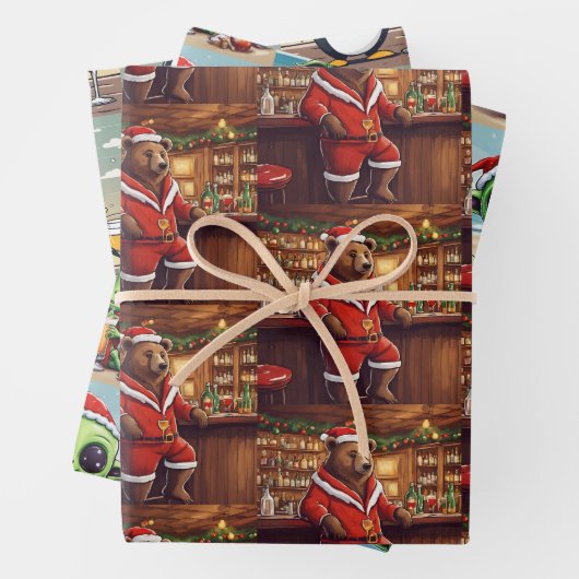 Auswahl von Weihnachtstierblättern Geschenkpapier Set (Beispiel)