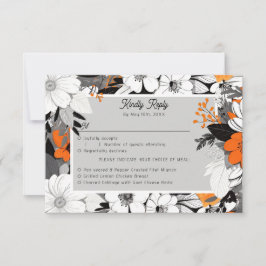 Auswahlmöglichkeiten für lineare monochrome Blume RSVP Karte
