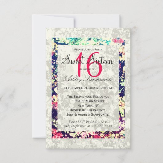 Auswaschung & Multicolor Elegante BlumenCollage Einladung (Vorderseite)